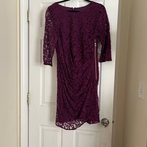 Long Sleeve Purple Lace Dress
